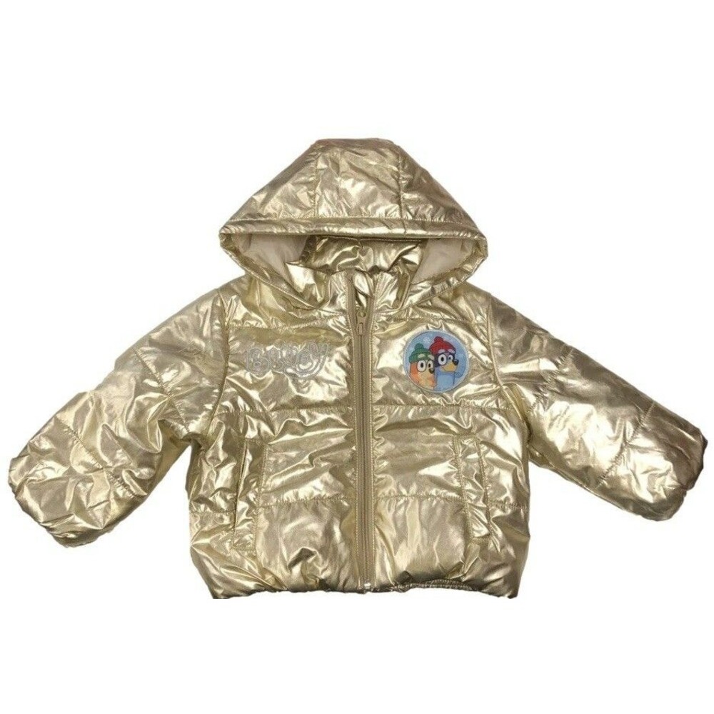 New Girls' Bluey Puffer Coat - Gold - Size 18 months